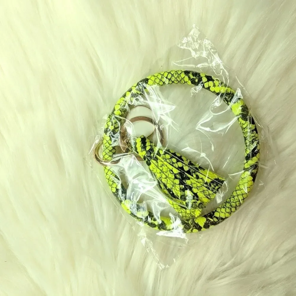 Wristlet bangle keychain bracelet tassel keyring